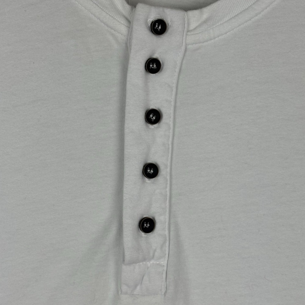 M. Singer Henley Shirt Men’s Medium White Long Sleeve Made In USA Thin Casual - Picture 5 of 9